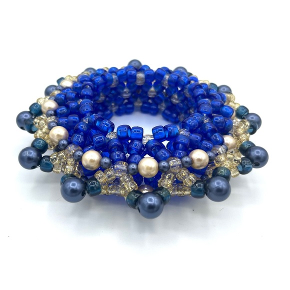 🌌✨”Midnight Star” Blue/Gold Kandi Cuff - Picture 3 of 5